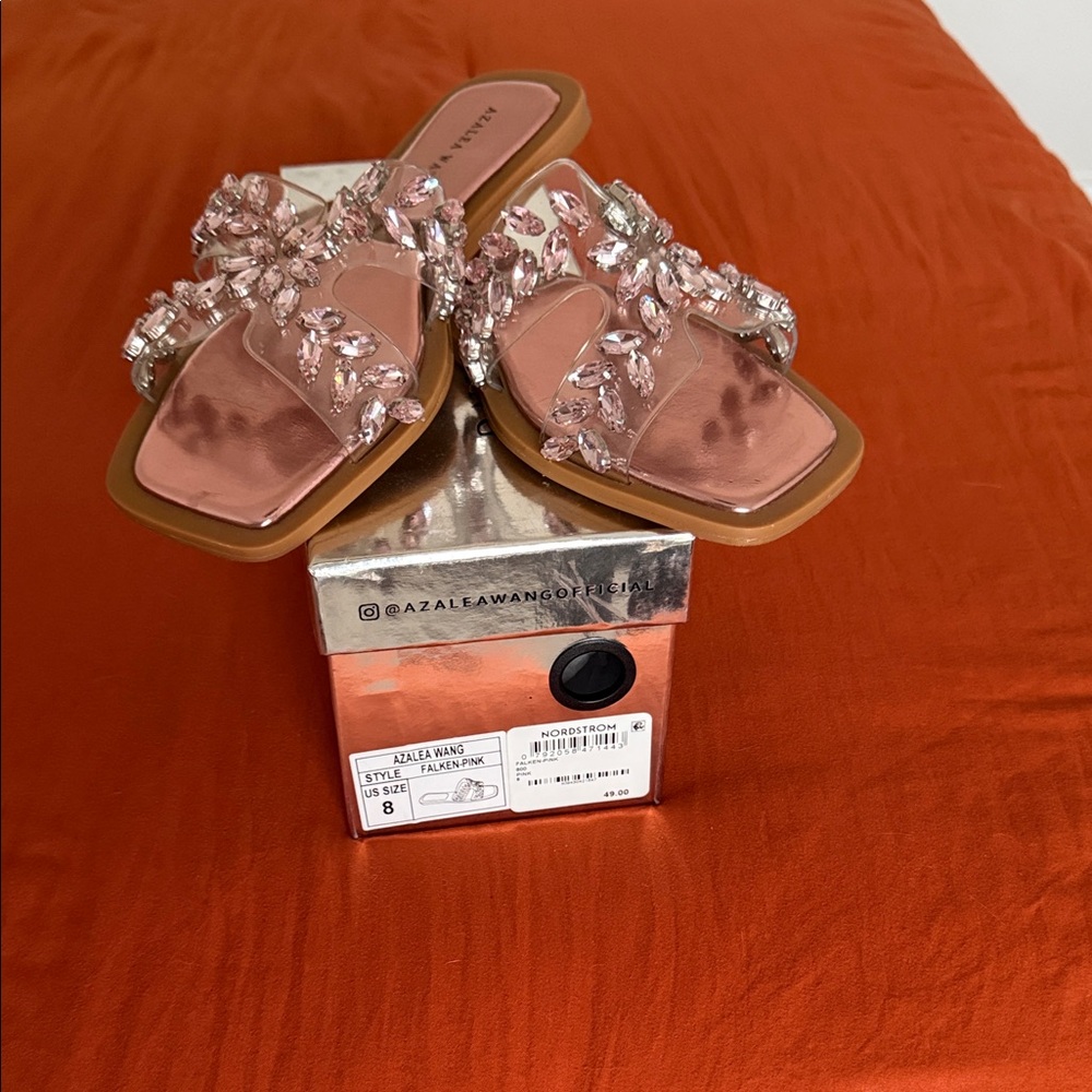 Azalea Wang Women's Pink Crystal Sandals
